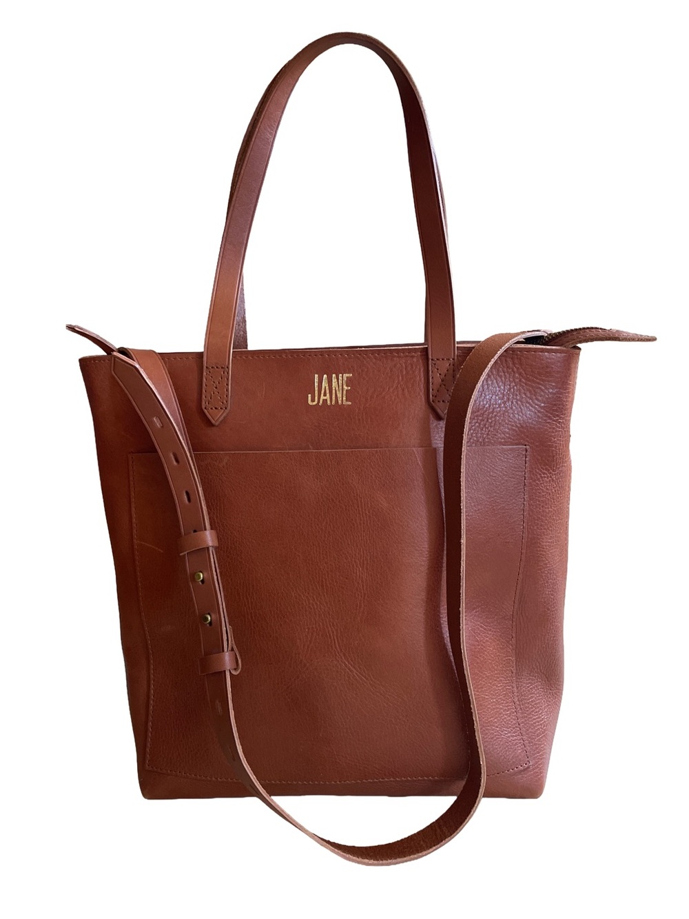 MADEWELL Medium Transport Crossbody Tote English Saddle Brown Leather Monogram